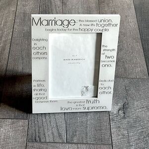 New! Lasercraft, Pearl-White, “Marriage” 5x7, Picture Frame.
